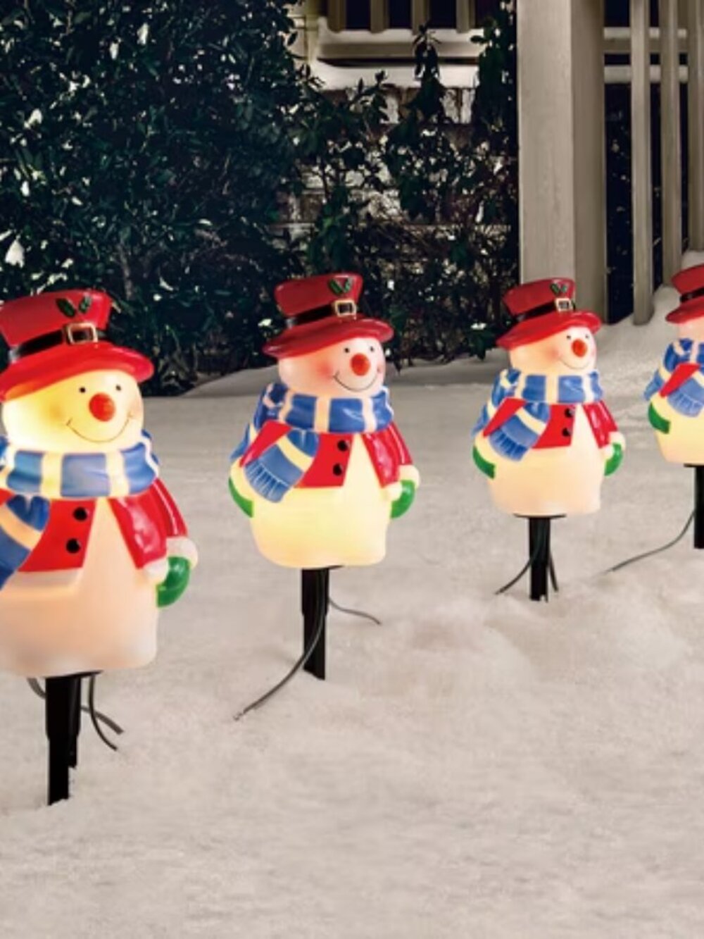 Holiday Time 4pc Snowman With Blue Scarf Pathway Marker